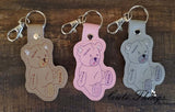 Stitches Bear DIGITAL Embroidery File, In The Hoop Key fob, Snap tab, Keychain, Bag Tag