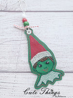 Elf  DIGITAL Embroidery File, In The Hoop Bookmark, Ornament, Gift Bag Tag, Eyelet