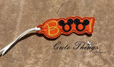 Boo! DIGITAL Embroidery File, In The Hoop Bookmark, Ornament, Gift Bag Tag, Eyelet