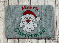 Santa Mug Rug, Snack Mat  DIGITAL Embroidery File, In The Hoop 5x7, 6x10