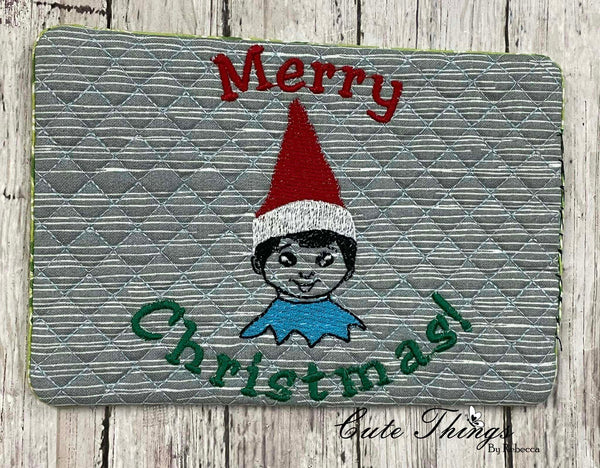 Elf Mug Rug, Snack Mat  DIGITAL Embroidery File, In The Hoop 5x7, 6x10