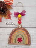 Fall Rainbow DIGITAL Embroidery File, In The Hoop Bookmark, Ornament, Gift Bag Tag, Eyelet