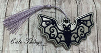 Bat DIGITAL Embroidery File, In The Hoop Bookmark, Ornament, Gift Bag Tag, Eyelet