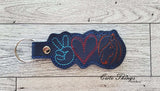 Peace Love Horse DIGITAL Embroidery File, In The Hoop Key fob, Snap tab, Keychain, Bag Tag