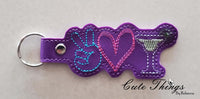 Peace Love Margarita DIGITAL Embroidery File, In The Hoop Key fob, Snap tab, Keychain, Bag Tag