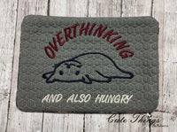 Overthinking and also Hungry Mug Rug, Snack Mat  DIGITAL Embroidery File, In The Hoop 5x7, 6x10