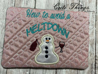 How to avoid a meltdown Mug Rug, Snack Mat  DIGITAL Embroidery File, In The Hoop 5x7, 6x10