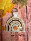 Fall Rainbow DIGITAL Embroidery File, In The Hoop Key fob, Snap tab, Keychain, Bag Tag