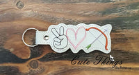 Peace Love Archery DIGITAL Embroidery File, In The Hoop Key fob, Snap tab, Keychain, Bag Tag