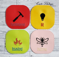 Simple Saying  Coaster Set DIGITAL Embroidery File, In The Hoop 4x4, Cute Things By Rebecca