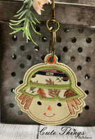 Cute Scarecrow Applique DIGITAL Embroidery File, In The Hoop Bookmark, Ornament, Gift Bag Tag, Eyelet