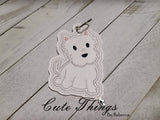 Cute Oso Dog Applique DIGITAL Embroidery File, In The Hoop Bookmark, Ornament, Gift Bag Tag, Eyelet