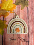 Fall Rainbow DIGITAL Embroidery File, In The Hoop Bookmark, Ornament, Gift Bag Tag, Eyelet