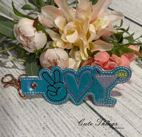 Peace Love Martini, 2 Files included different garnishes DIGITAL Embroidery File, In The Hoop Key fob, Snap tab, Keychain, Bag Tag