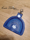 Fall Rainbow DIGITAL Embroidery File, In The Hoop Key fob, Snap tab, Keychain, Bag Tag