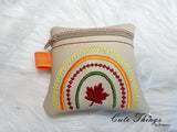 Fall Rainbow DIGITAL Embroidery File, In The Hoop, 4x4, mini bag, coin purse Cute Things By Rebecca