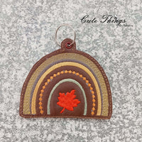 Fall Rainbow DIGITAL Embroidery File, In The Hoop Bookmark, Ornament, Gift Bag Tag, Eyelet