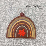 Fall Rainbow DIGITAL Embroidery File, In The Hoop Bookmark, Ornament, Gift Bag Tag, Eyelet