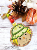 Cute Scarecrow Applique DIGITAL Embroidery File, In The Hoop Bookmark, Ornament, Gift Bag Tag, Eyelet