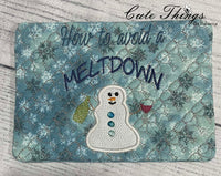 How to avoid a meltdown Mug Rug, Snack Mat  DIGITAL Embroidery File, In The Hoop 5x7, 6x10