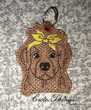 Dog  DIGITAL Embroidery File, In The Hoop Bookmark, Ornament, Gift Bag Tag, Eyelet