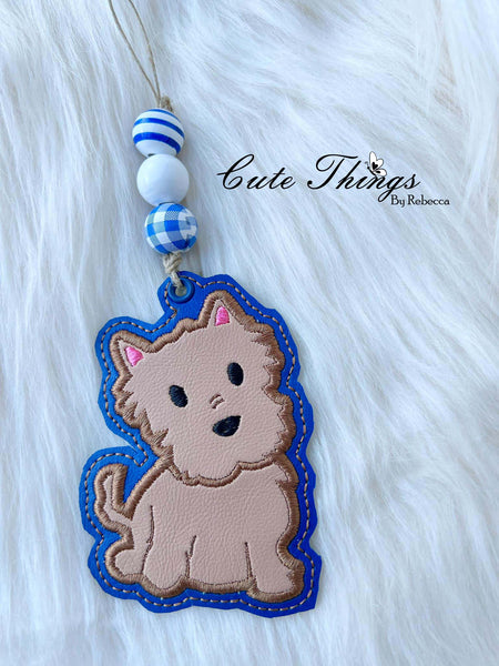 Cute Oso Dog Applique DIGITAL Embroidery File, In The Hoop Bookmark, Ornament, Gift Bag Tag, Eyelet