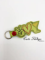 Peace Love Martini, 2 Files included different garnishes DIGITAL Embroidery File, In The Hoop Key fob, Snap tab, Keychain, Bag Tag