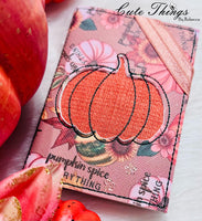 Pumpkin Reverse Applique Notebook Cover  DIGITAL Embroidery File, In The Hoop 2 sizes available