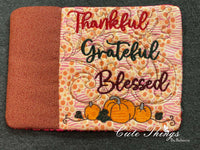 Thankful, Grateful Blessed Mug Rug, Snack Mat  DIGITAL Embroidery File, In The Hoop 5x7, 6x10