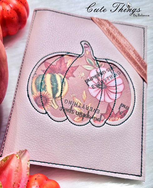 Pumpkin Reverse Applique Notebook Cover  DIGITAL Embroidery File, In The Hoop 2 sizes available