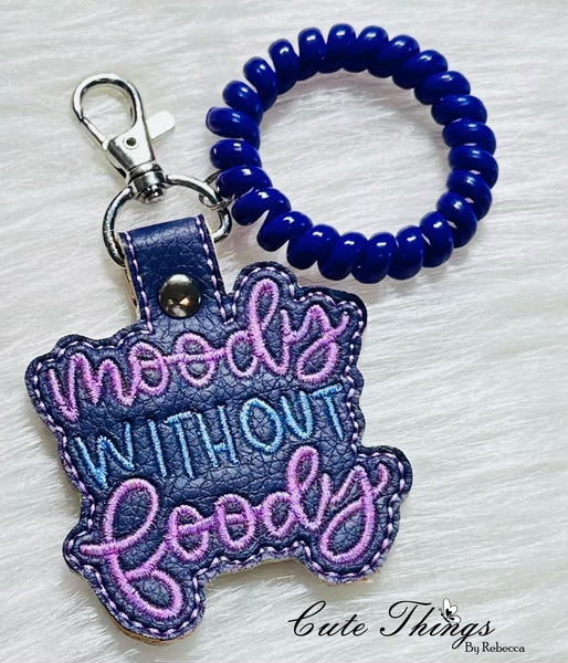 Moody without Foody DIGITAL Embroidery File, In The Hoop Key fob, Snap tab, Keychain, Bag Tag