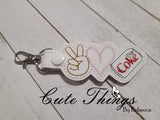Peace Love Diet Coke DIGITAL Embroidery File, In The Hoop Key fob, Snap tab, Keychain, Bag Tag