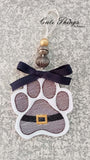 Santa Paw DIGITAL Embroidery File, In The Hoop Bookmark, Ornament, Gift Bag Tag, Eyelet