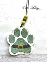 Santa Paw DIGITAL Embroidery File, In The Hoop Bookmark, Ornament, Gift Bag Tag, Eyelet