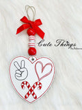 Peace Love Candy Canes DIGITAL Embroidery File, In The Hoop, Ornament, Gift Bag Tag, Eyelet