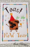 New Year Toast DIGITAL Embroidery File, 4 sizes