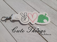 Peace Love AC Leaf DIGITAL Embroidery File, In The Hoop Key fob, Snap tab, Keychain, Bag Tag