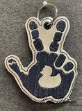 Peace Hand with Duck DIGITAL Embroidery File, In The Hoop Key fob, Snap tab, Keychain, Bag Tag