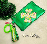 Reverse Applique Clover Top Zip Bag DIGITAL Embroidery File, In The Hoop