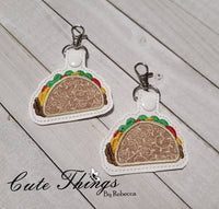 Taco Fill and Applique DIGITAL Embroidery File, In The Hoop Key fob, Snap tab, Keychain, Bag Tag