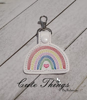 Rainbow DIGITAL Embroidery File, In The Hoop Key fob, Snap tab, Keychain, Bag Tag