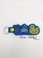 Peace Ship Duck DIGITAL Embroidery File, In The Hoop Key fob, Snap tab, Keychain, Bag Tag