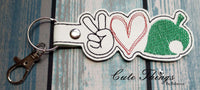 Peace Love AC Leaf DIGITAL Embroidery File, In The Hoop Key fob, Snap tab, Keychain, Bag Tag