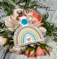 Rainbow DIGITAL Embroidery File, In The Hoop Key fob, Snap tab, Keychain, Bag Tag