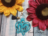 Love Heart DIGITAL Embroidery File, In The Hoop Key fob, Snap tab, Keychain, Bag Tag