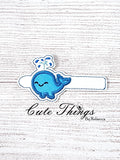 Whale Tab DIGITAL Embroidery File, Cord Wrap, Notebook Cover Tab