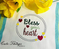 Bless your Heart DIGITAL Embroidery File, 4 sizes