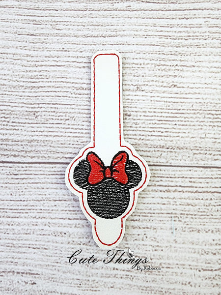 Minnie Mouse Ears Vertical Tab 4x4 DIGITAL Embroidery File, Embroidery Design, In the Hoop