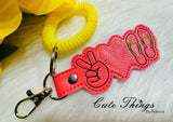 Peace Love Flip Flops DIGITAL Embroidery File, In The Hoop Key fob, Snap tab, Keychain, Bag Tag