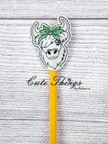 Cow DIGITAL Embroidery File, In The Hoop, Pencil Topper